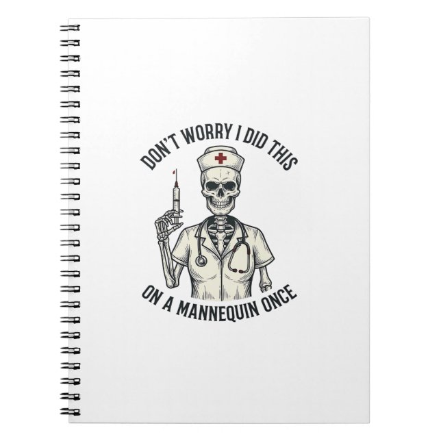 Cuaderno Dibujo divertido de enfermera esqueleto jeringa gr (Frente)