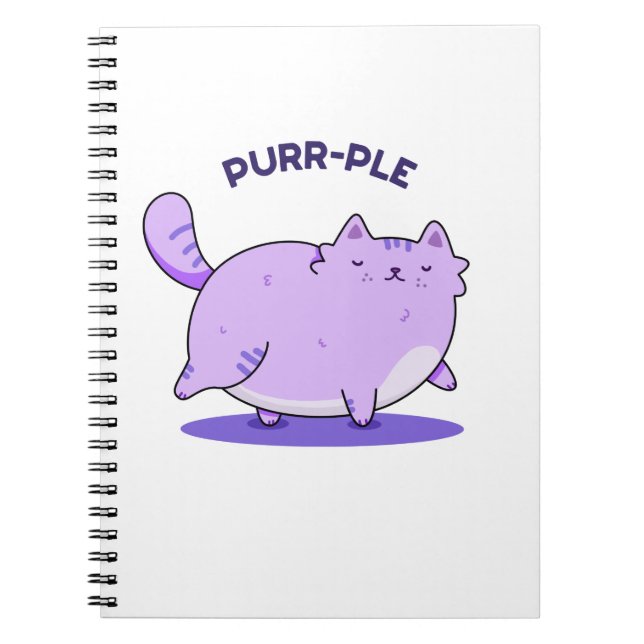 Cuaderno Dibujo divertido de gato gordo morado con juego de (Frente)