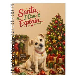 Cuaderno Dibujo divertido de perro de Navidad