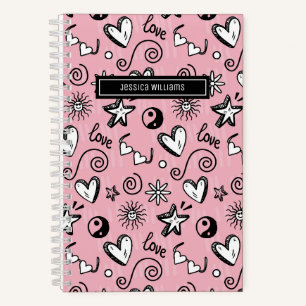 Cuaderno Dibujo divertido de remolino de amor con corazón y