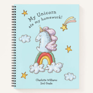 Cuaderno Dibujo divertido de unicornio que se comió mi tare
