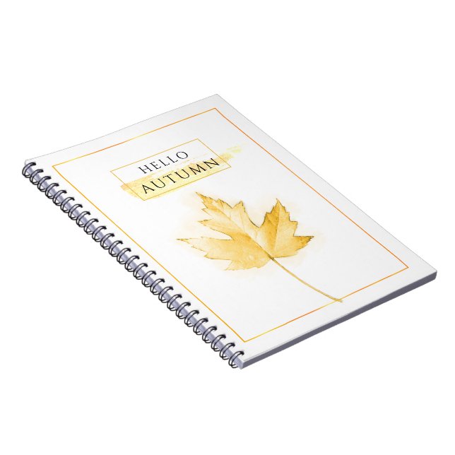 Cuaderno Dibujo elegante y moderno de hojas de otoño de oro (Lado Derecho)
