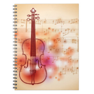 Cuaderno Dibujo en el fondo de la acuarela del violín