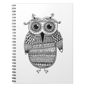 Cuaderno Dibujo étnico de la tinta del búho