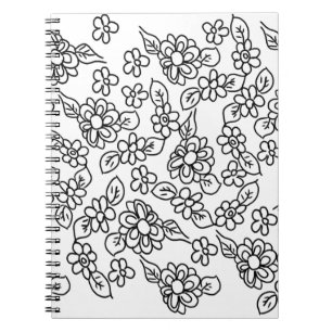 Cuaderno Dibujo floral en blanco y negro