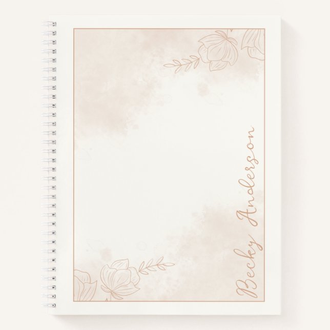 Cuaderno Dibujo floral pálido en acuarela beige (Anverso)