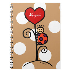 Cuaderno Dibujo lindo personalizado de la mariquita