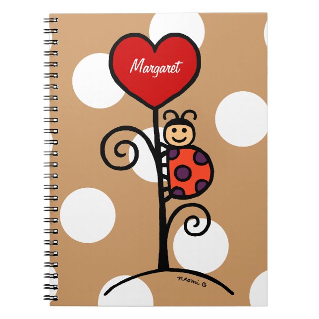 Cuaderno Dibujo lindo personalizado de la mariquita (Frente)