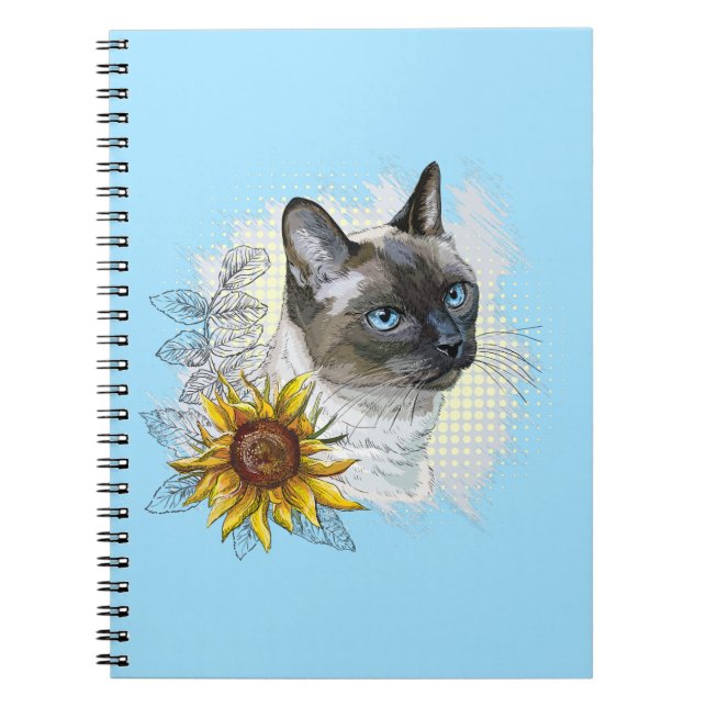 Cuaderno Dibujo manual divertido lindo gato tailandés con f (Frente)