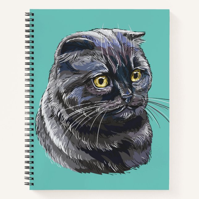 Cuaderno Dibujo manual divertido y esponjoso gato británico (Anverso)