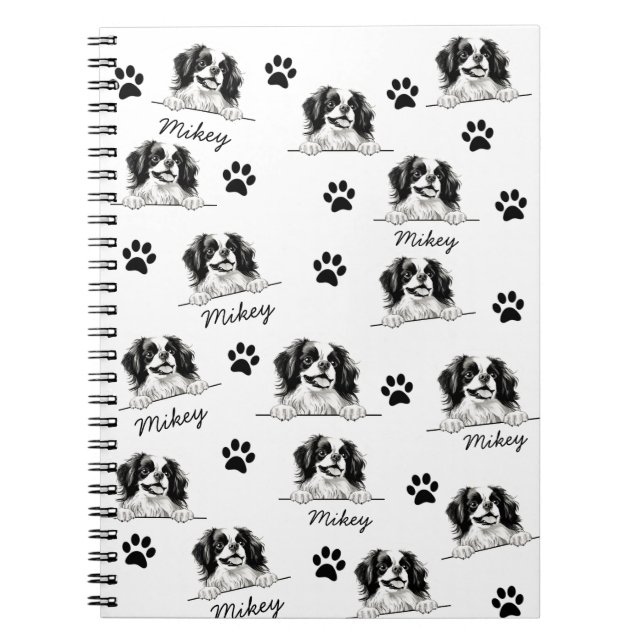 Cuaderno Dibujo manual personalizado de perro chino japonés (Frente)
