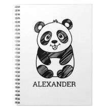 Dibujo minimalista de panda lindo en blanco y negr