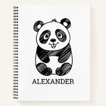 Dibujo minimalista de panda lindo en negro y blanc