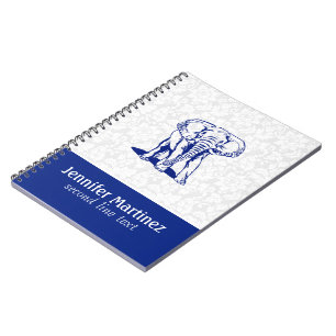 Cuaderno Dibujo Monogramado de la Línea Azul Elefante de la
