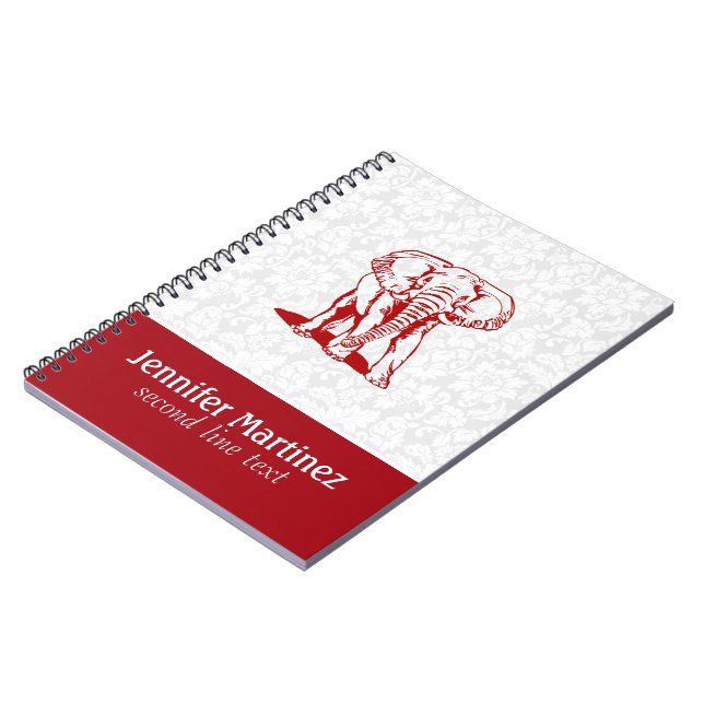 Cuaderno Dibujo monogramado de la línea roja oscura del ele (Lado Izquierdo)