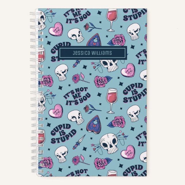 Cuaderno Dibujo Patrón Anti San Valentín Adorable (Anverso)