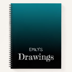 Cuaderno Dibujo personalizado con efecto ombre negro y azul