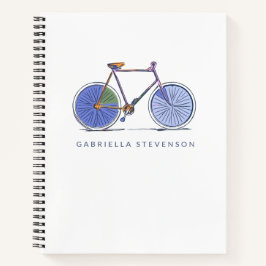 Cuaderno Dibujo personalizado de líneas de bici púrpura