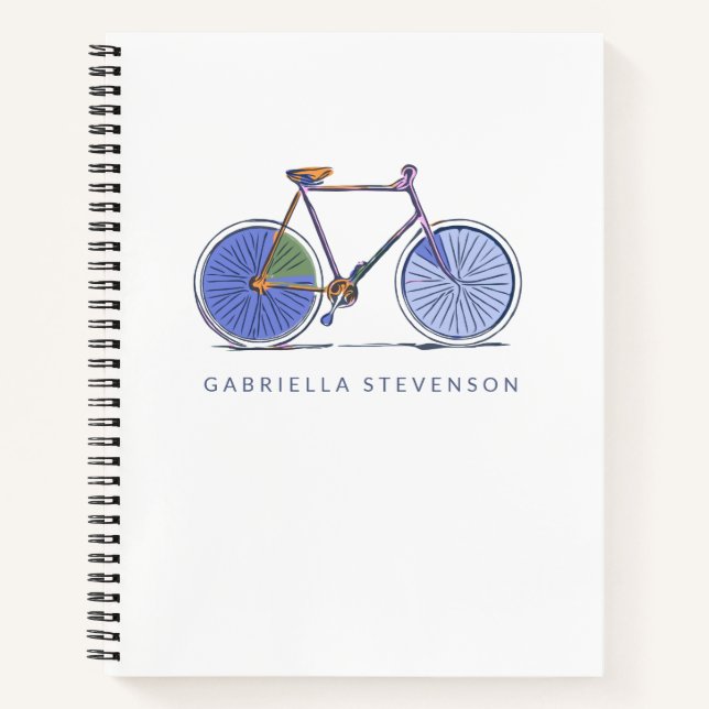 Cuaderno Dibujo personalizado de líneas de bici púrpura (Anverso)