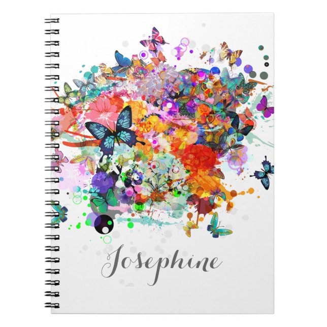 Cuaderno Dibujo personalizado salpicado mariposas Pop Art (Frente)