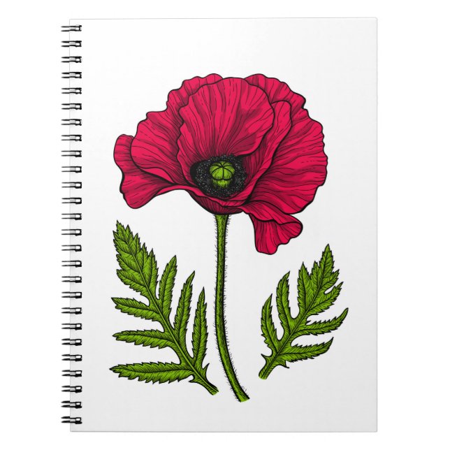 Cuaderno Dibujo rojo de amapola 3 (Frente)