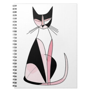 Cuaderno dibujo simétrico minimalista del gato