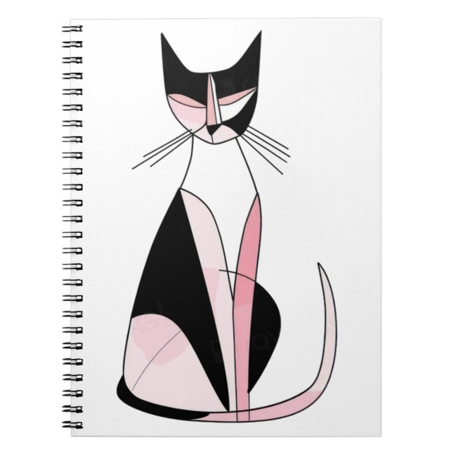 Cuaderno dibujo simétrico minimalista del gato (Frente)