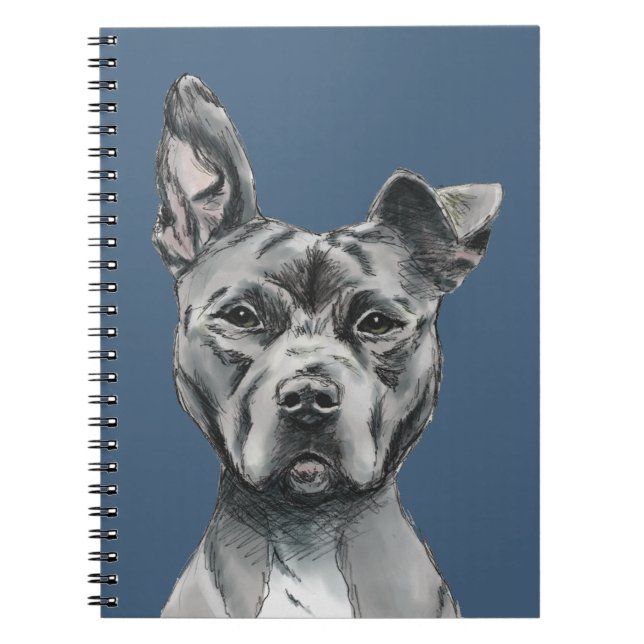 Cuaderno Dibujo Stalky gris del perro del pitbull (Frente)