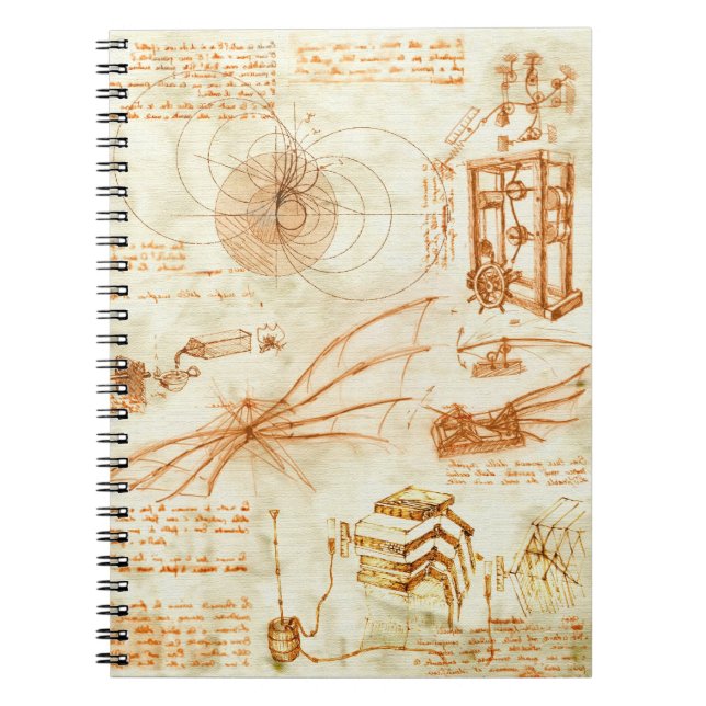 Cuaderno Dibujo técnico y bosquejos de Leonardo da Vinci (Frente)