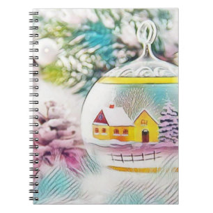 Cuaderno Dibujo Vintage Árbol de Navidad Decoraciones rosad