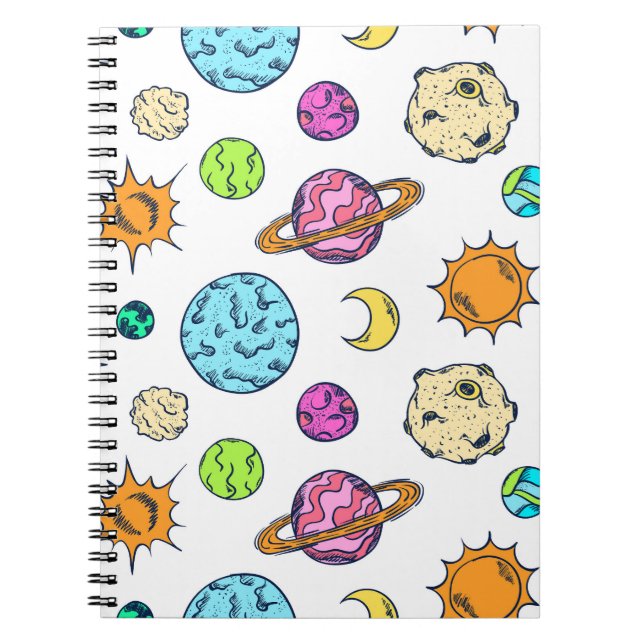 Cuaderno Dibujos Animados Espaciales Fondo Cósmico (Frente)