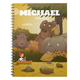 Cuaderno Dibujos Animados Niño Valiente Safari Animales de 
