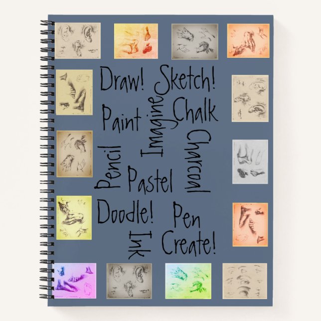 Cuaderno Dibujos antiguos inspiradores de palabras de arte (Anverso)