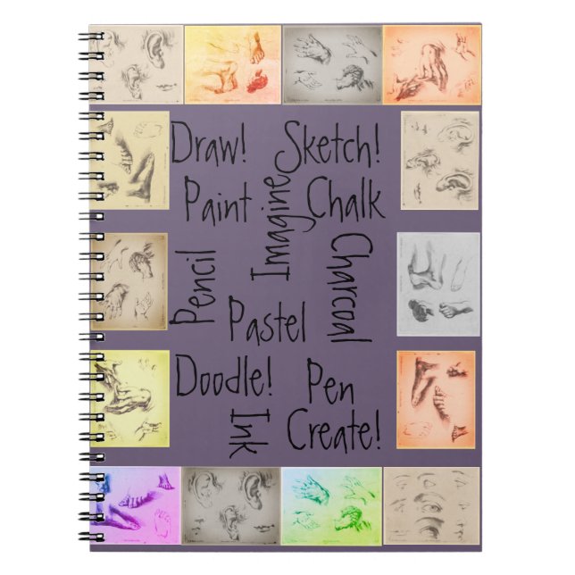 Cuaderno Dibujos antiguos y palabras de arte inspiradoras (Frente)