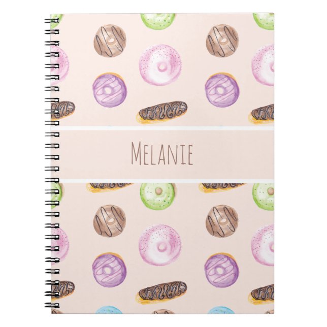 Cuaderno Dibujos de Acuarela Eclairs Donuts Diversión Capri (Frente)
