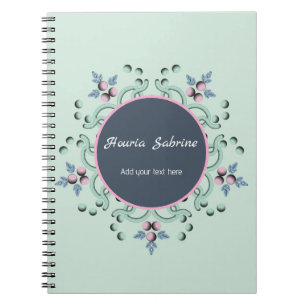 Cuaderno Dibujos de Mandala Floral Turquesa Moderno Rosa 