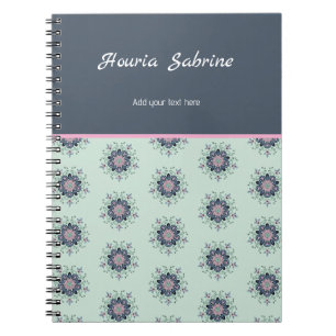 Cuaderno Dibujos de Mandala Floral Turquesa Moderno Rosa