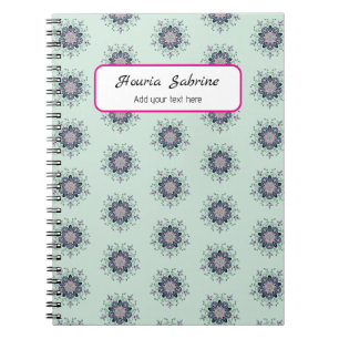 Cuaderno Dibujos de mandala florales modernos en turquesa y