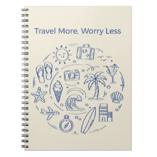 Cuaderno Dibujos de verano azules hechos a mano para viajes