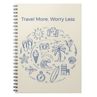 Cuaderno Dibujos de verano azules hechos a mano para viajes