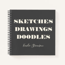 Cuaderno Dibujos dibujos Doodles Blanco negro personalizado