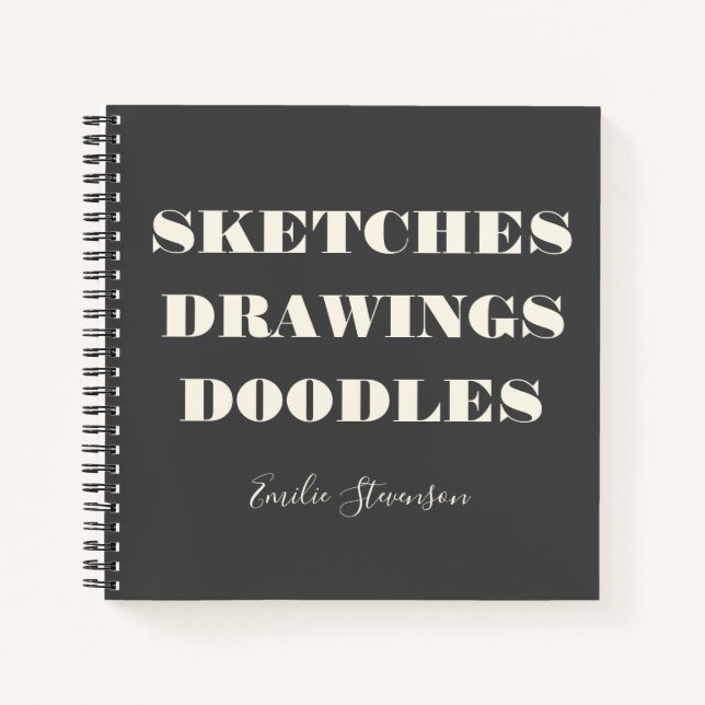 Cuaderno Dibujos dibujos Doodles Blanco negro personalizado (Anverso)