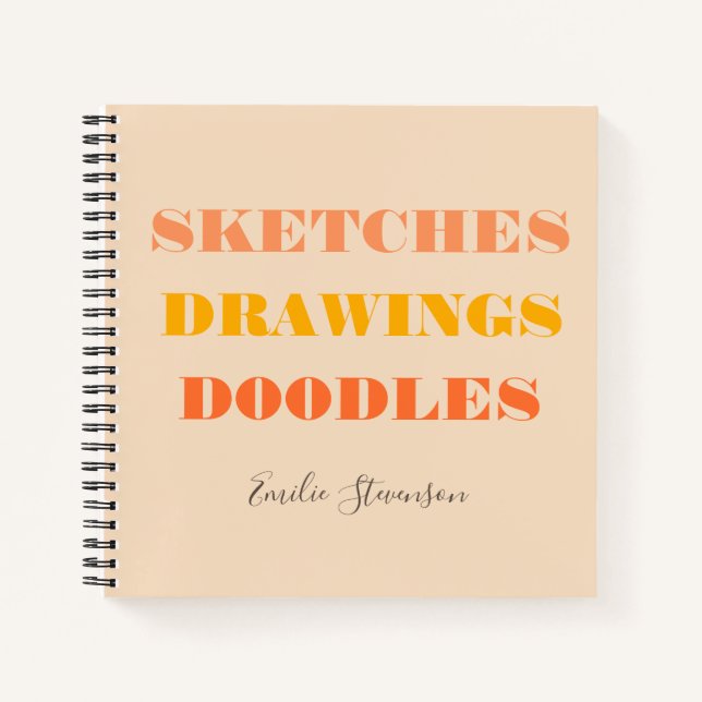 Cuaderno Dibujos Dibujos Doodles Estilo Retro Personalizado (Anverso)