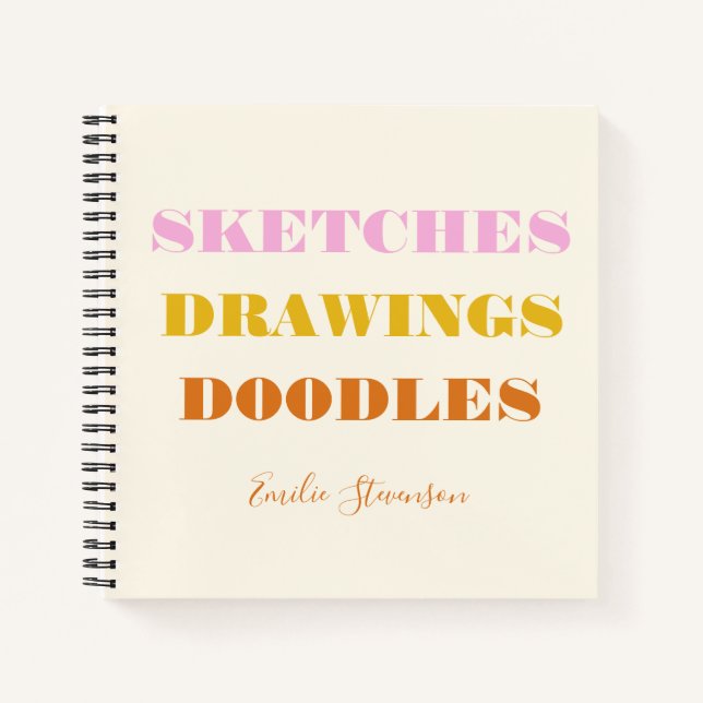 Cuaderno Dibujos Dibujos Doodles Rust rosa Personalizados  (Anverso)