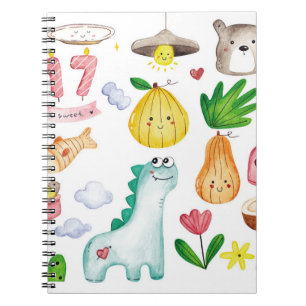 Cuaderno Dibujos garabatos de acuarela kawaii, listos para 