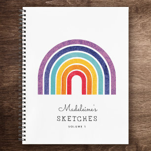 Cuaderno Dibujos personalizados de niños con arcoíris moder