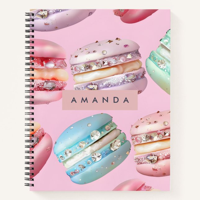 Cuaderno Dicha Personalizada de Macarons Brillantes Pastel (Anverso)