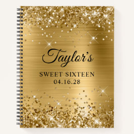 Cuaderno Dieciséis Cumpleaños Brillante con Hojuela de Oro
