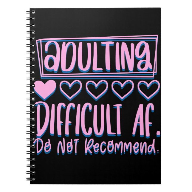 Cuaderno Difícil Dificultad para Adultos No Recomendaría (Frente)