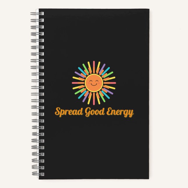 Cuaderno Difundir buena energía | Diseño retro positivo (Anverso)